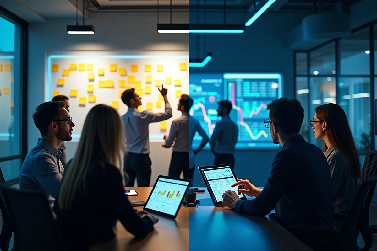 Équipe de consultants BCG et Deloitte en séance de travail dynamique