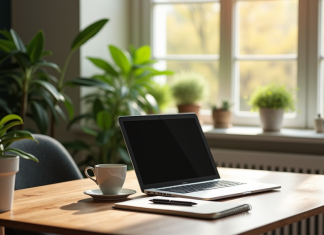 Travail à distance : Quels types d’emplois peut-on exercer ? Espace de travail moderne avec ordinateur et plantes pour télétravail