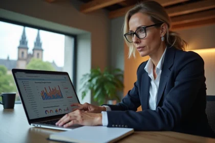 Consultante SEO analysant des données de référencement naturel pour une entreprise B2B alsacienne à Strasbourg