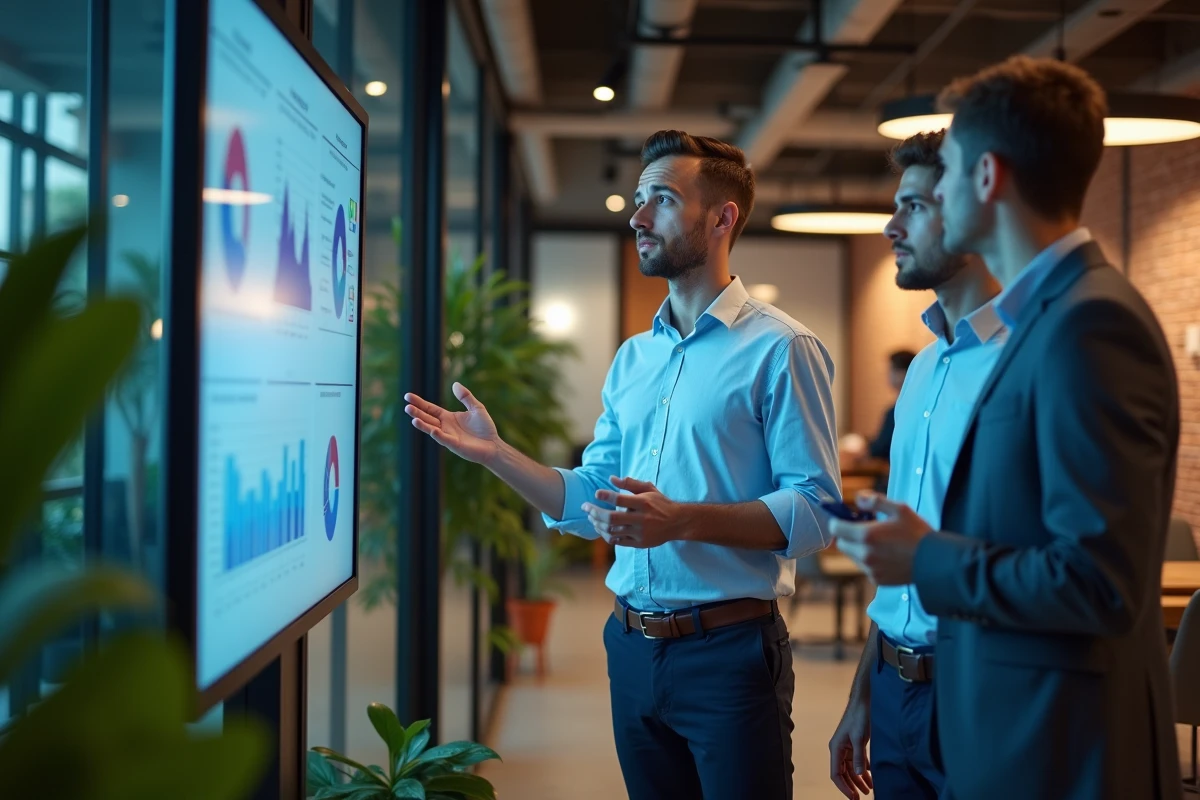 Homme entrepreneur discutant avec collègues dans espace de coworking