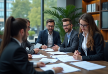 Externalisation RH : Quels sont les domaines les plus externalisés ? Groupe de professionnels RH en réunion dans un bureau moderne