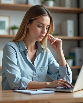 Marque sponsorisée : facilement choisir la meilleure pour vous ! Femme en bureau analysant deux produits côte à côte