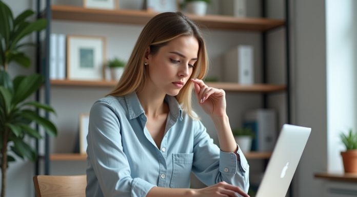Marque sponsorisée : facilement choisir la meilleure pour vous ! Femme en bureau analysant deux produits côte à côte