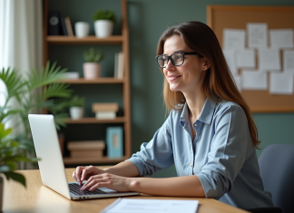 Rédaction de requêtes : apprendre à les rédiger efficacement Femme au bureau travaillant sur son ordinateur portable