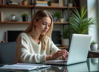 Rémunération placement produit : Qui en bénéficie vraiment ? Femme en bureau moderne examinant un produit