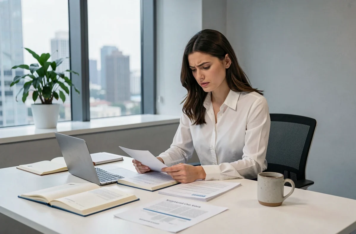 Jeune femme professionnelle travaillant avec concentration dans un bureau moderne, évoquant les proverbes sur l'effort et la persévérance au travail