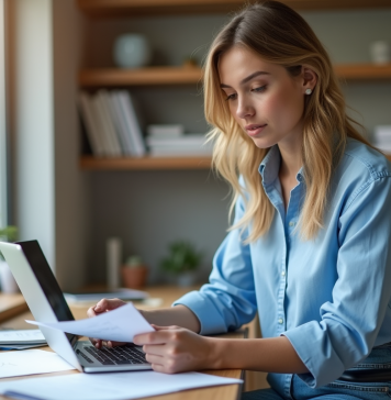 Femme confiante travaillant à son bureau à domicile