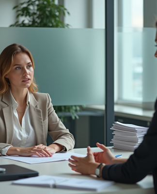 Problème au travail ? Qui consulter pour obtenir de l’aide et des solutions efficaces ! Femme en entretien avec un conseiller RH dans un bureau moderne