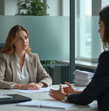 Problème au travail ? Qui consulter pour obtenir de l’aide et des solutions efficaces ! Femme en entretien avec un conseiller RH dans un bureau moderne