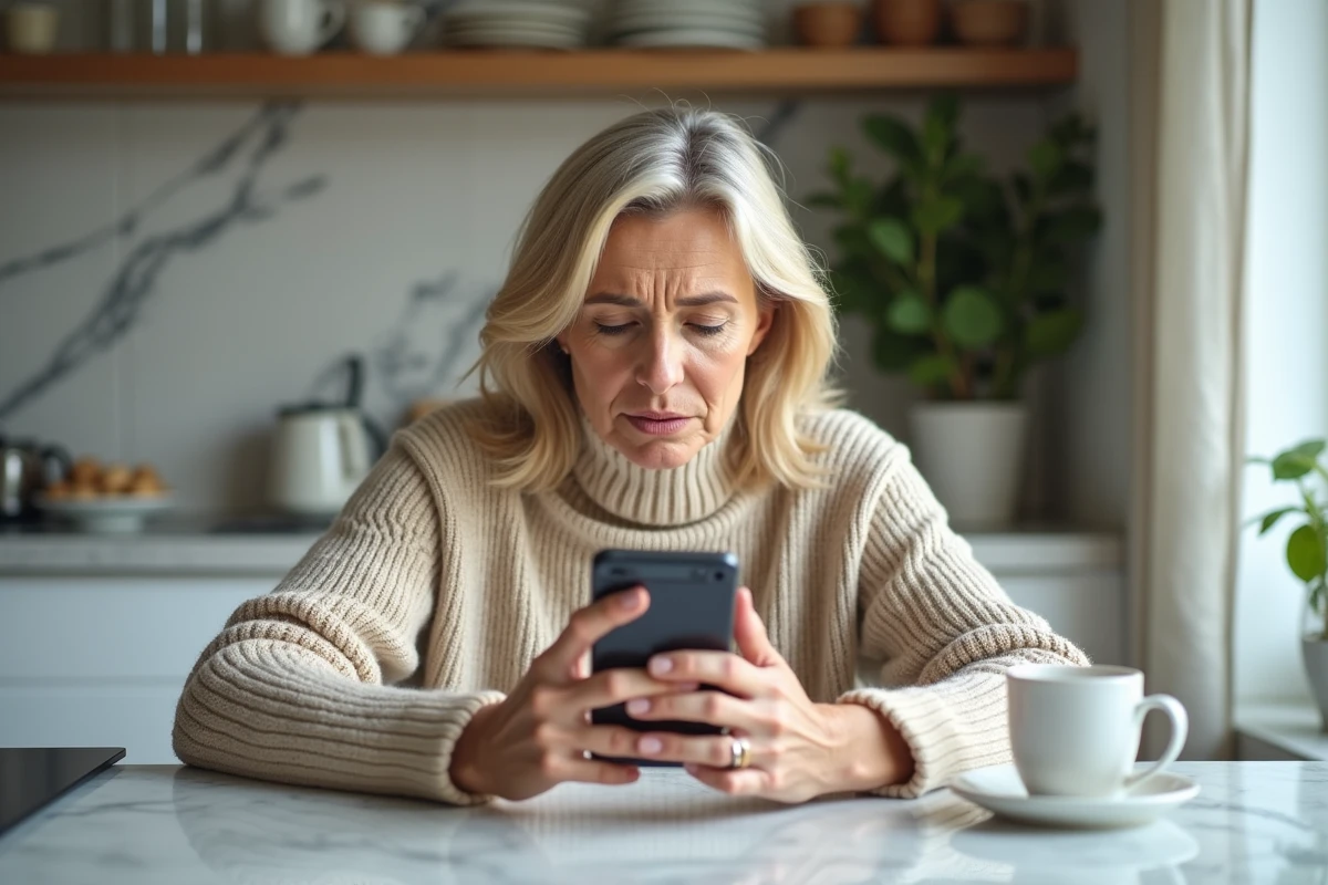 Femme examinant un message d