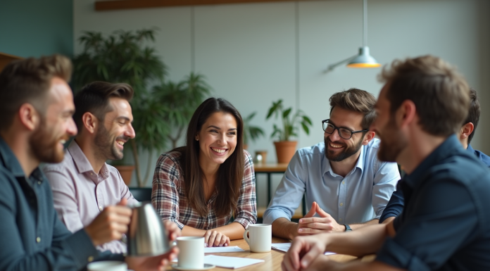 Loi sur les pauses de 15 minutes au Canada : ce que dit la législation en vigueur Groupe divers d'employes canadiens en réunion détendue