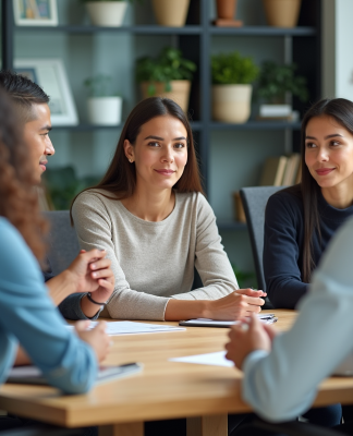 Obligation sociale : définition et enjeux à connaître pour tous Groupe de professionnels en réunion dans un bureau moderne