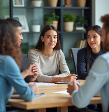 Obligation sociale : définition et enjeux à connaître pour tous Groupe de professionnels en réunion dans un bureau moderne