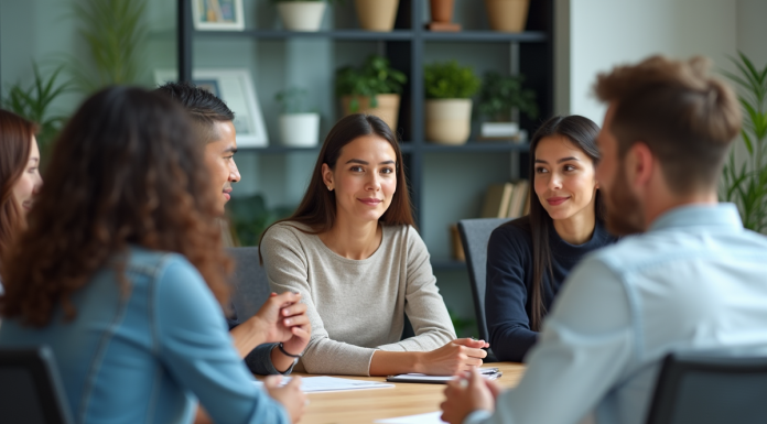 Obligation sociale : définition et enjeux à connaître pour tous Groupe de professionnels en réunion dans un bureau moderne