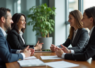 Différence entre RSE et CER : tout ce qu’il faut savoir pour mieux comprendre Groupe de professionnels en réunion dans un bureau moderne