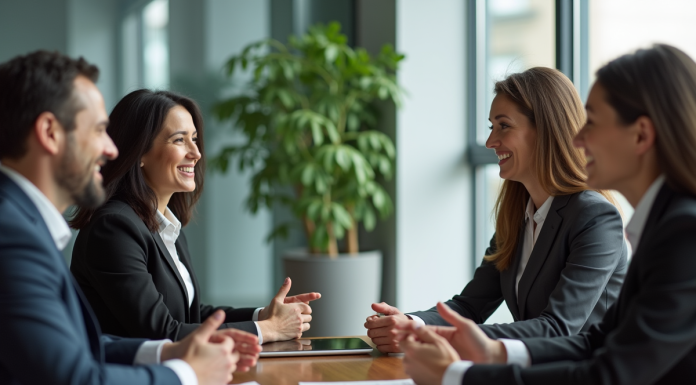 Différence entre RSE et CER : tout ce qu’il faut savoir pour mieux comprendre Groupe de professionnels en réunion dans un bureau moderne