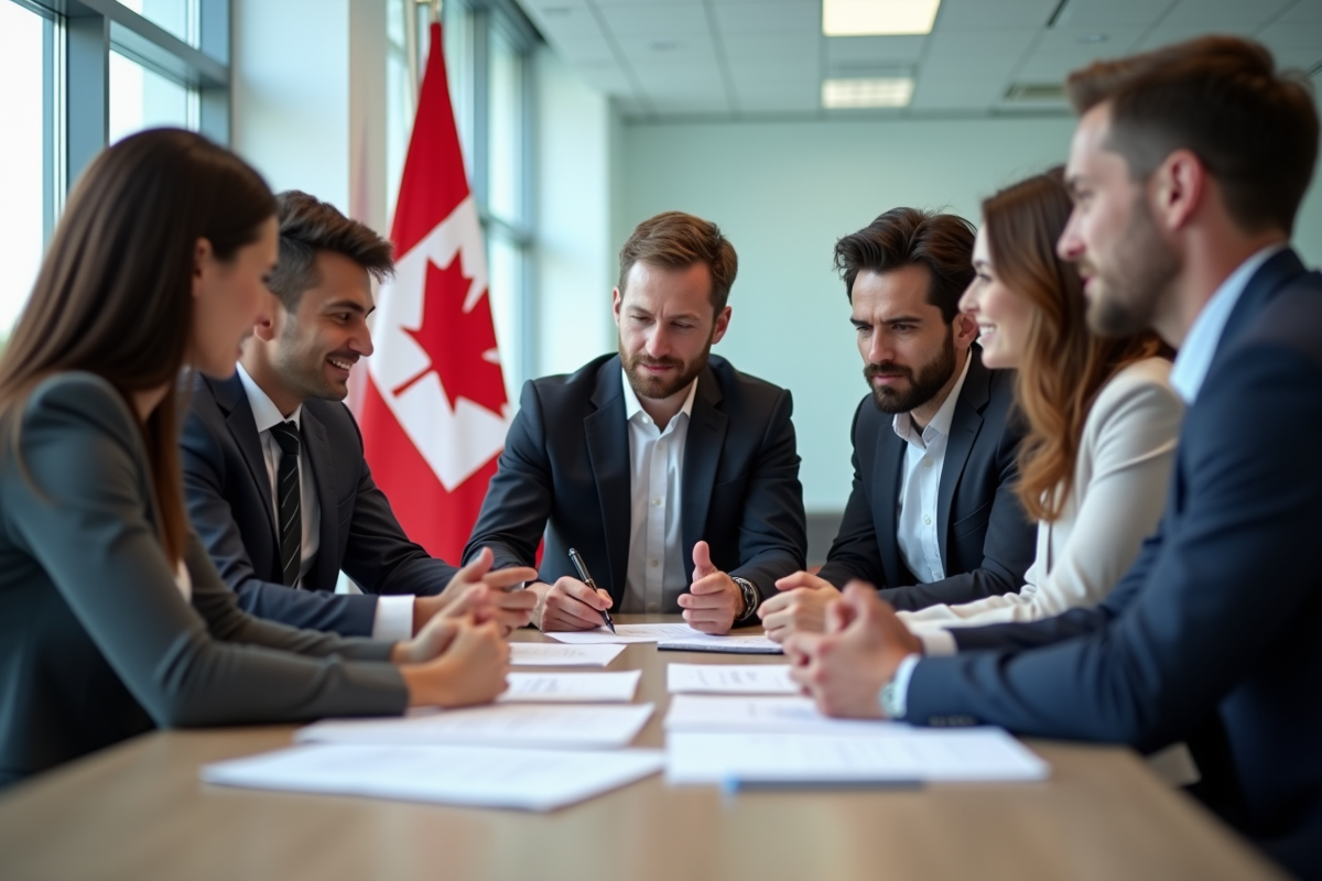 Groupe de professionnels dans un bureau moderne au Canada