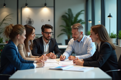 Groupe de professionnels en réunion de travail