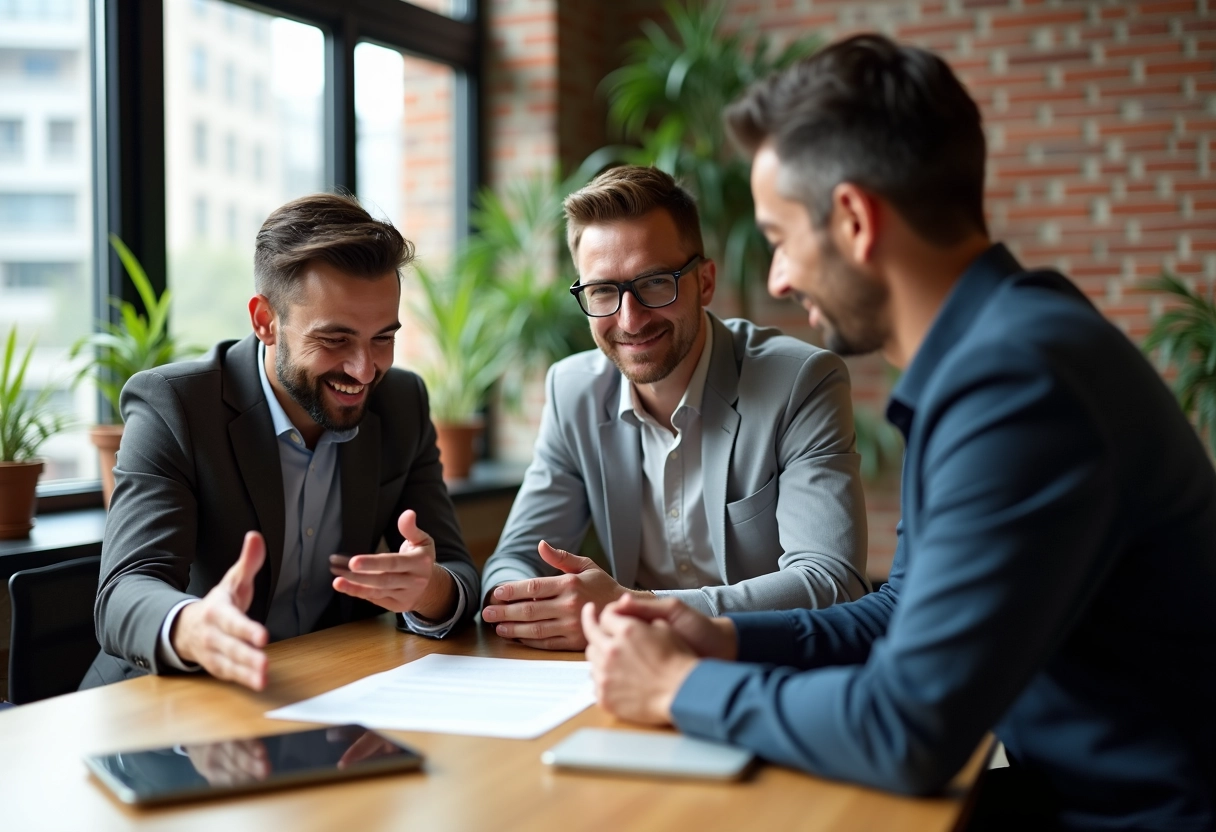 Groupe de créatifs en réunion dans un espace de coworking