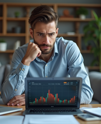 Impôts et gains en crypto : faut-il payer des taxes sur les plus-values non réalisées ? Homme d'affaires regardant des graphiques de cryptomonnaie sur une tablette