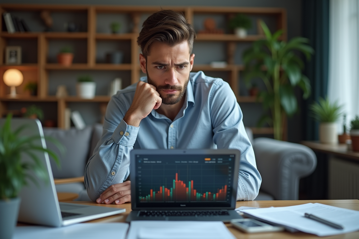 Homme d'affaires regardant des graphiques de cryptomonnaie sur une tablette