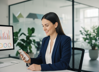 Comment la communication digitale booste votre clientèle en expertise comptable Jeune comptable souriante dans un bureau moderne