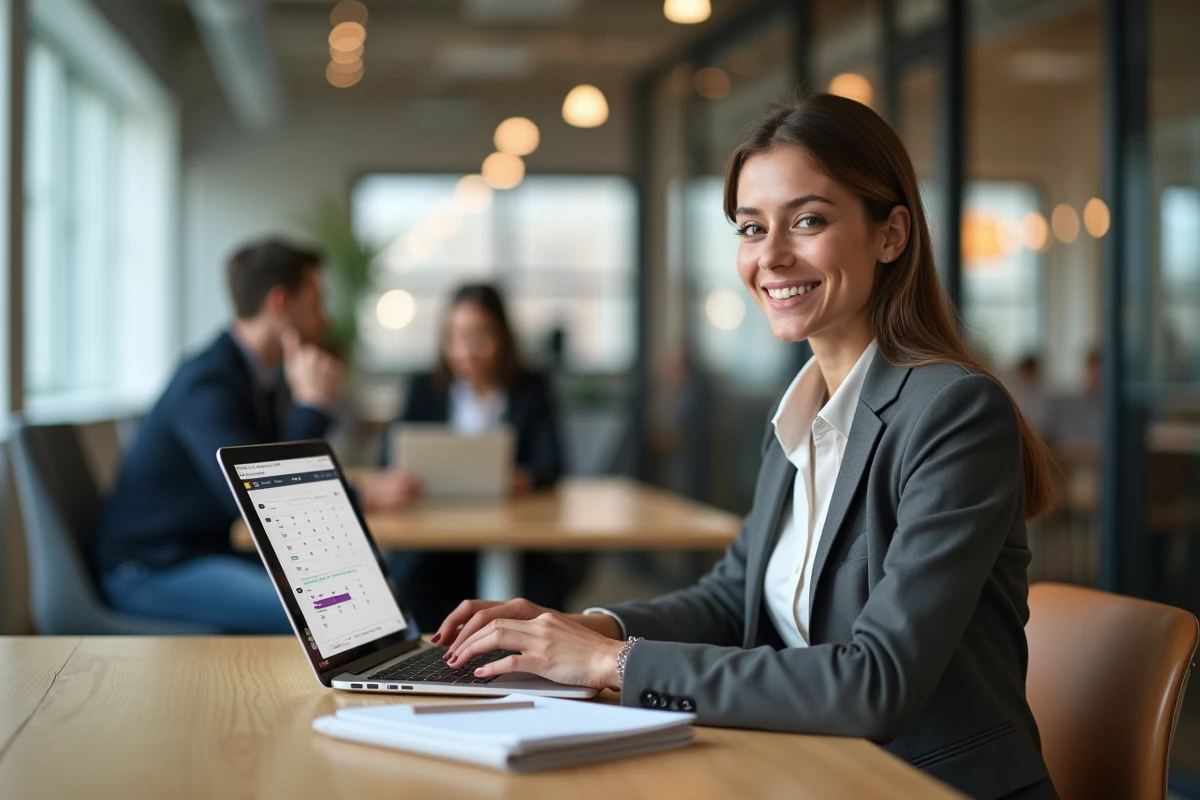 Jeune femme professionnelle organisant ses rendez-vous au bureau