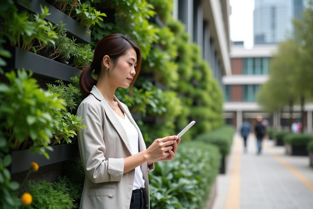 Jeune femme responsable environnement en extérieur