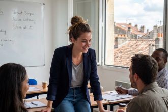 Jeune femme professionnelle en classe à Bordeaux