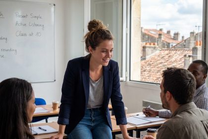 Jeune femme professionnelle en classe à Bordeaux