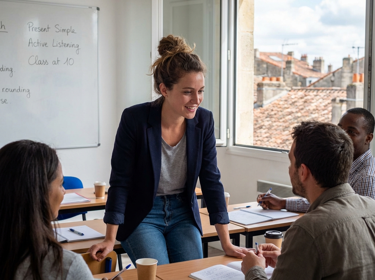 Jeune femme professionnelle en classe à Bordeaux