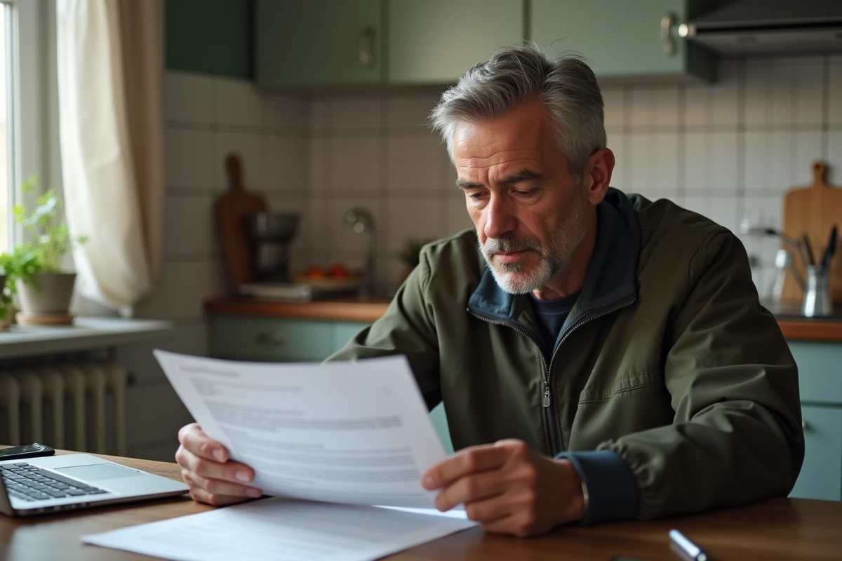 Un particulier lisant un courrier officiel du SGC Calais à son domicile