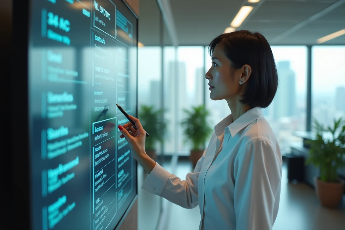 Responsable informatique configurant l'interface de gestion d'un système SVC en entreprise