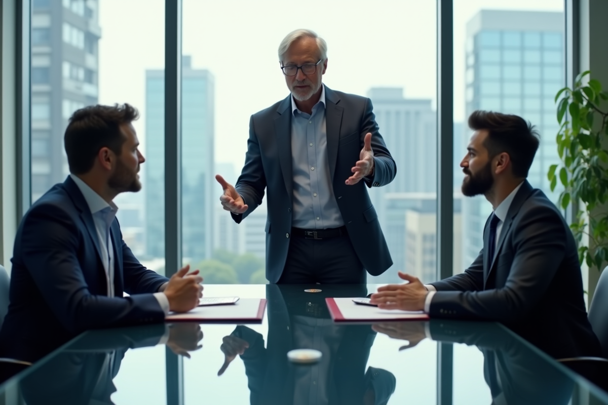 Hommes en réunion d