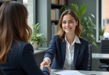 Réussir l’entretien d’embauche pour le poste d’assistant de section Jeune femme confiante lors d'un entretien d'embauche