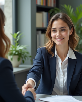 Jeune femme confiante lors d'un entretien d'embauche