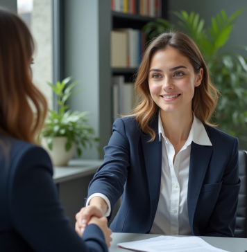 Jeune femme confiante lors d'un entretien d'embauche