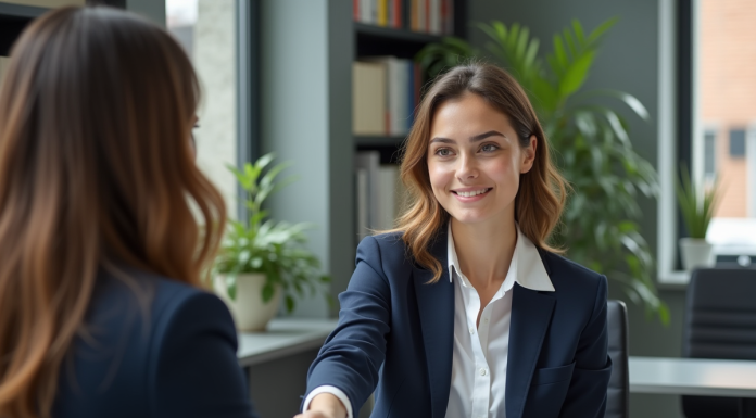 Réussir l’entretien d’embauche pour le poste d’assistant de section Jeune femme confiante lors d'un entretien d'embauche