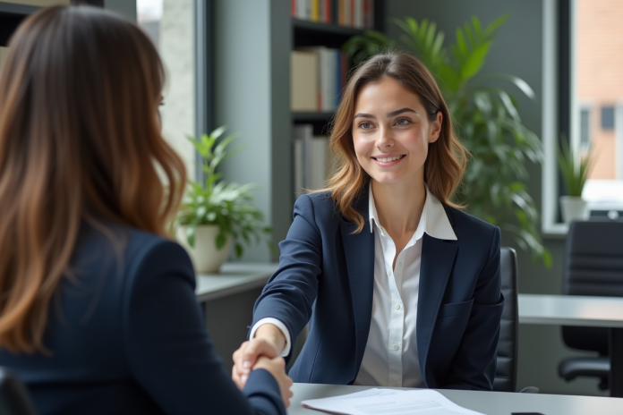 Jeune femme confiante lors d'un entretien d'embauche