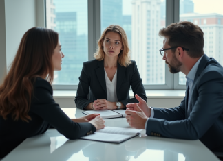 Communication BtoB : conseils efficaces pour vos échanges professionnels ! Trois professionnels en réunion dans un bureau moderne