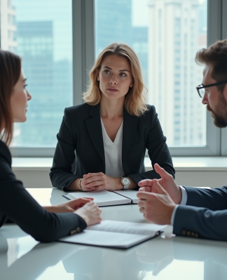 Communication BtoB : conseils efficaces pour vos échanges professionnels ! Trois professionnels en réunion dans un bureau moderne