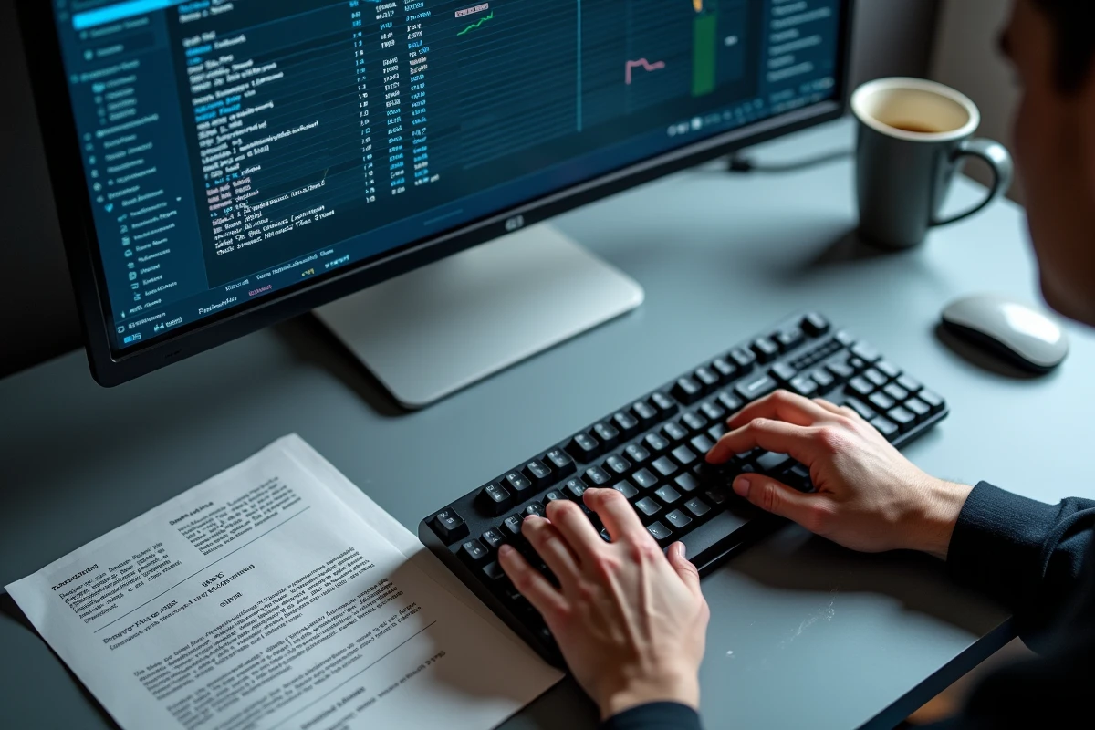 Gros plan sur la saisie des paramètres de configuration d'un centre SVC sur clavier et écran